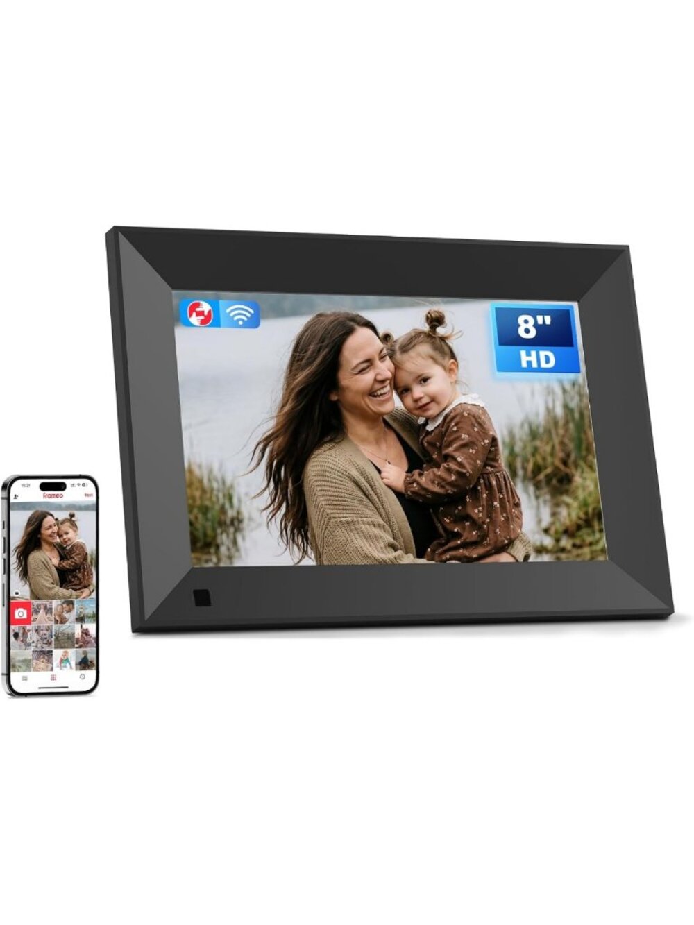 8-Inch Touchscreen Digital Picture Frame with 16GB Storage - Perfect Gift!
